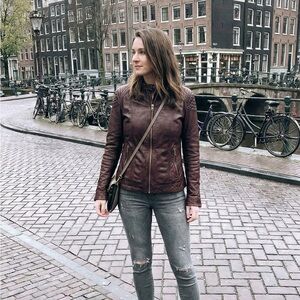 Scotch and Soda Brown Leather Jacket Sz L